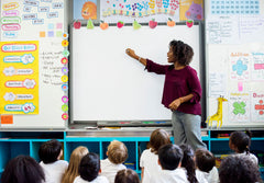 Teacher standing in front of a elementary school class