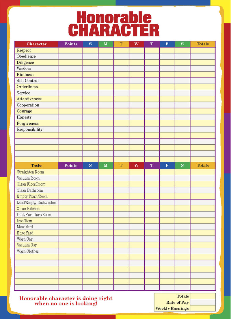 Honorable Chart Replacement Home Recording Chart | HONORABLE CHARACTER™