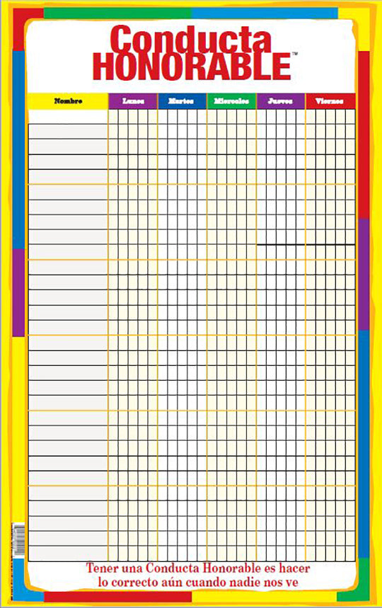 Replacement Recording Charts - ALL Varieties SPANISH  (17"x 27")